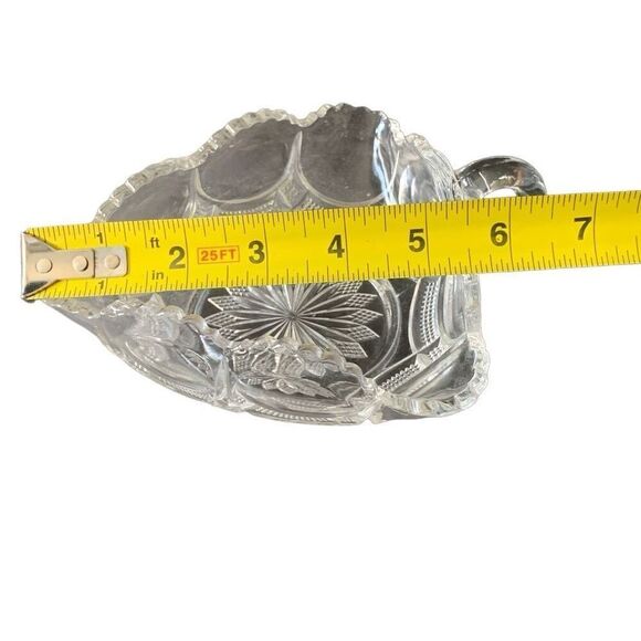 Vintage Fostoria American Glass Triangle Candy Nappy Dish with Handle - An Elega - Picture 3 of 14